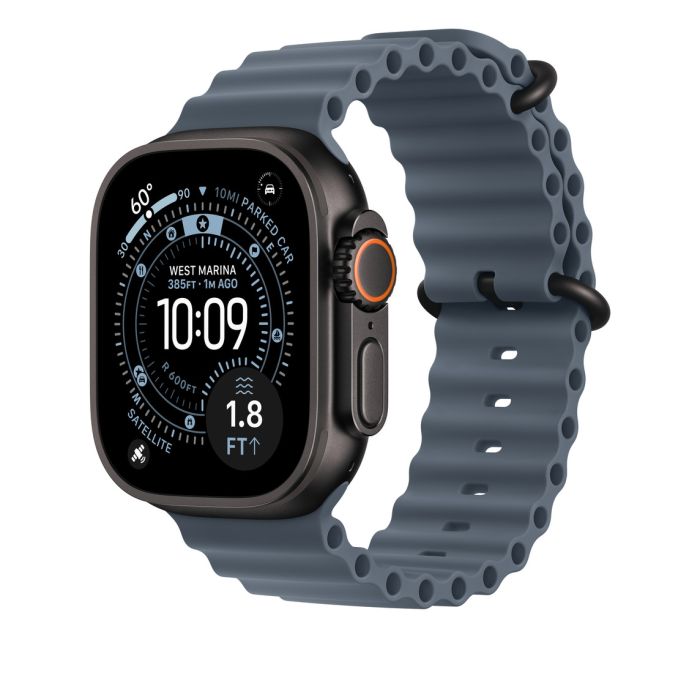 Apple Watch 49mm Band, Anchor Blue Ocean Band Extension, Black Titanium Finish