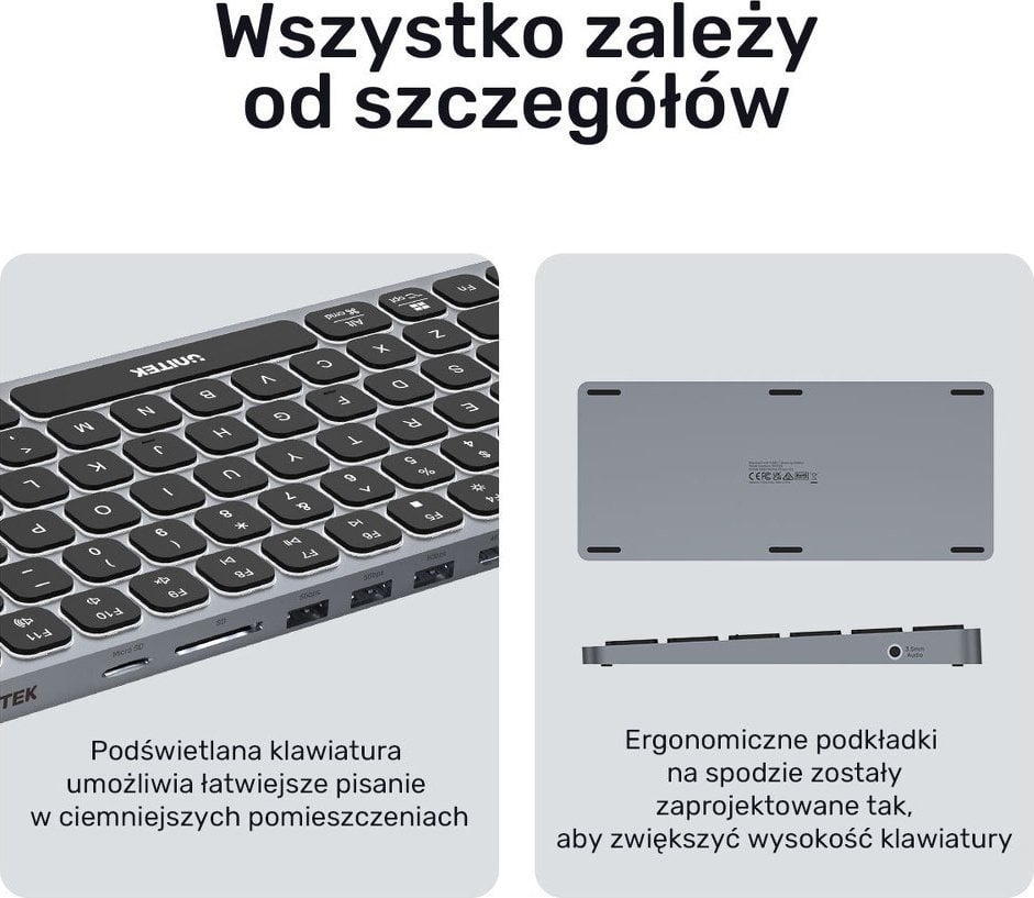Tastierë Unitek, me kabllo, US, e hirtë