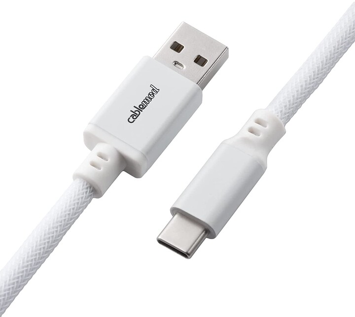 Kabllo CableMod Pro Coiled, USB-C/USB-A, 1,5m, e bardhë