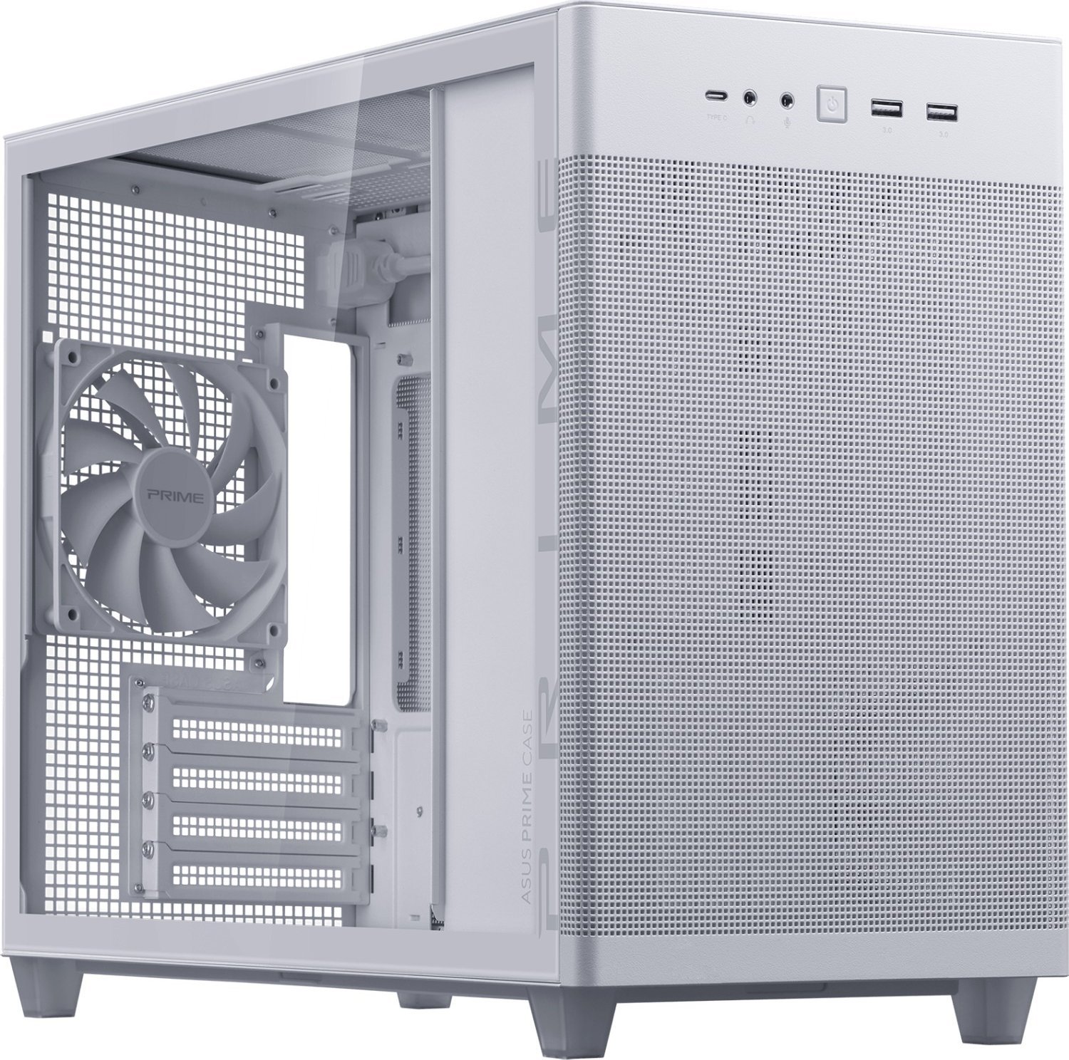 Kasa kompjuteri ASUS PRIME AP201, Small Tower, xham i temperuar, e bardhë