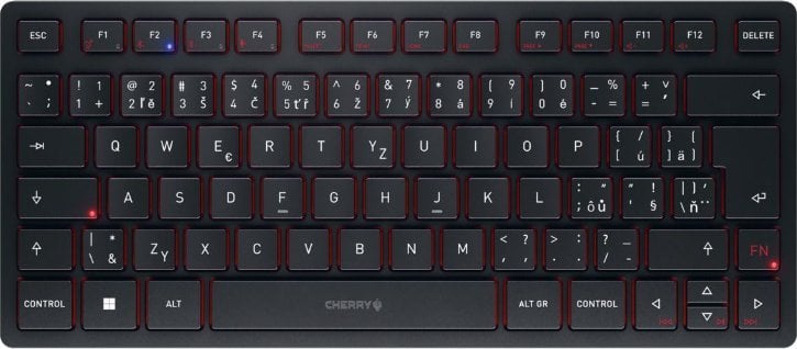 Tastierë Cherry, wireless, CZ + SK, e zezë dhe e kuqe