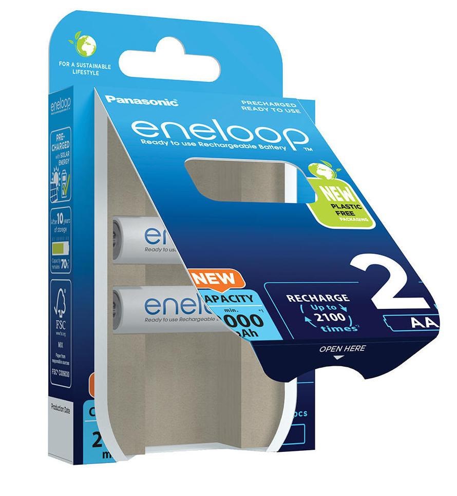 Bateri rikarikuese Panasonic Eneloop AA, 2000mAh, 2 copë, e bardhë