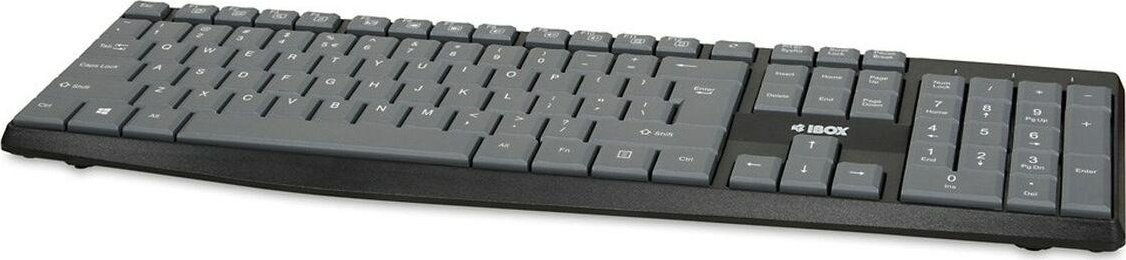 Tastierë IBOX Eris, me kabllo USB, QWERTY, gri e zezë