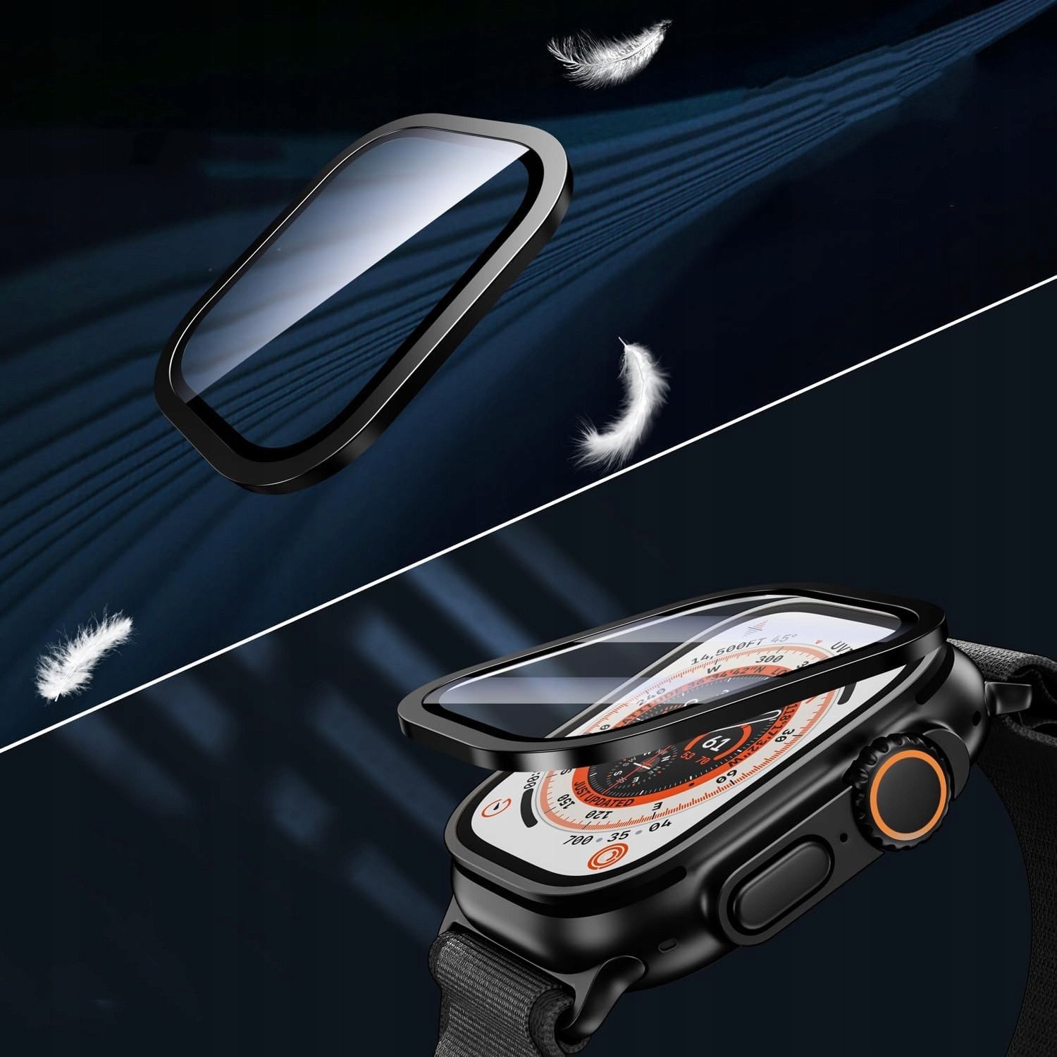 Mbrojtëse ekrani Tech-Protect Panzer Glass Ring për Apple Watch Ultra 1 2 49mm, 2 copë, titani, transparente