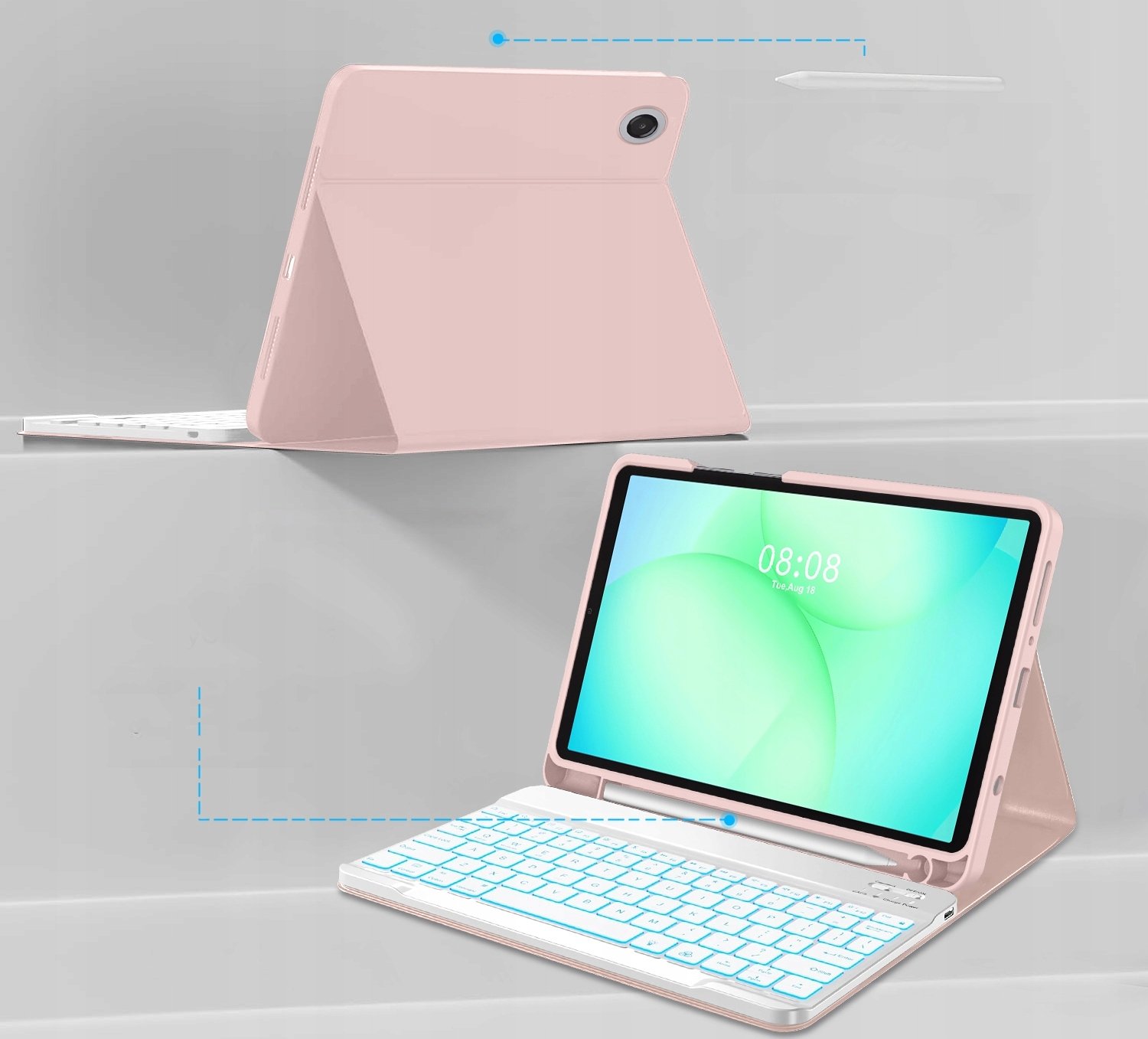 Mbulesë me tastierë Tech-Protect SC Pen për Galaxy Tab A11 Plus A9 Plus, rozë