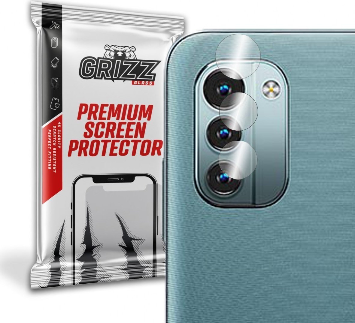 Mbrojtëse xhami për kamera GrizzGlass Nokia G21 Dual SIM, hibrid, transparente