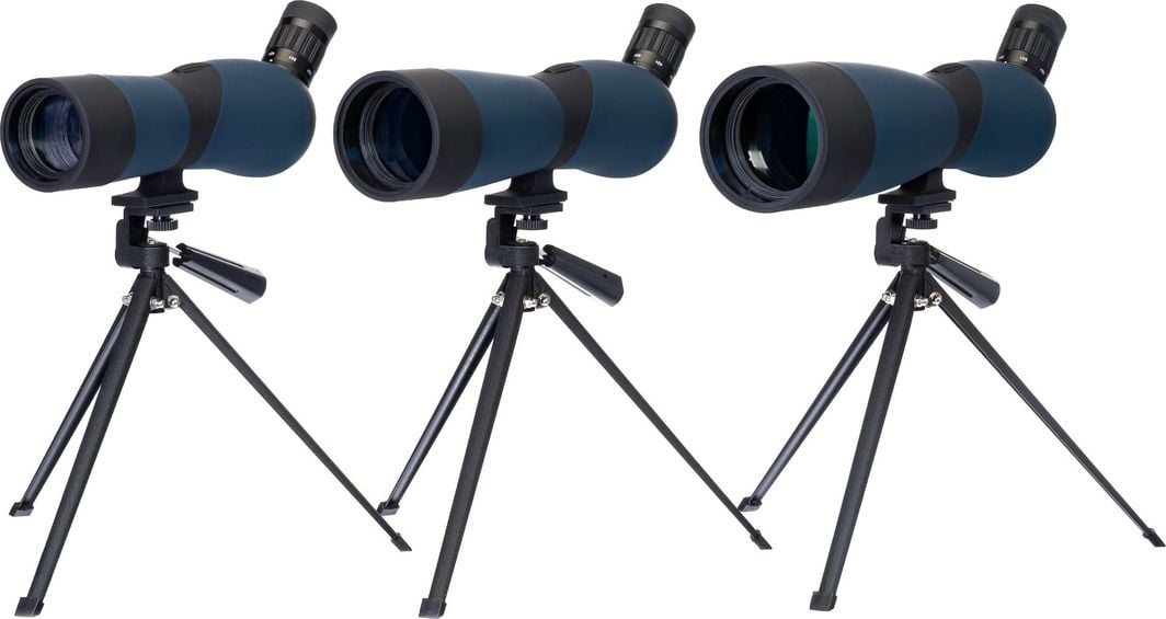 Teleskop peizazhi Levenhuk Discovery Range 70, me tripod tavoline, trup kompakt, blu i errët