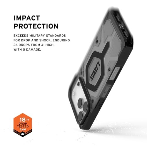 Mbulesë telefoni UAG Pathfinder Clear për iPhone 17 Pro Max, MagSafe, rezistencë ushtarake, gri e zezë