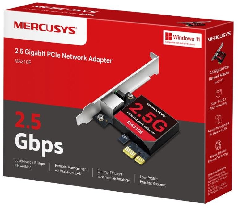 Kartë rrjeti Mercusys MA310E, PCIe, Gigabit, e zezë