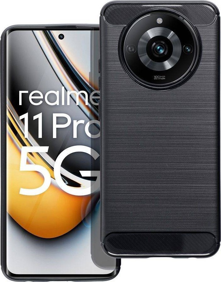 Maskë mbrojtëse Realme Carbon Case për Realme 11, teksturë karboni, e zezë