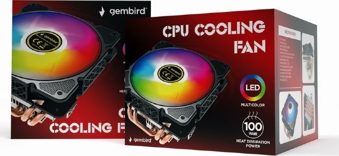 Ftohës CPU Gembird Huracan X140, 100 W, ARGB, i zi