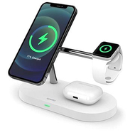 Karikues wireless 3n1 Epico Spello, për iPhone MagSafe Apple Watch dhe kufje, i bardhë