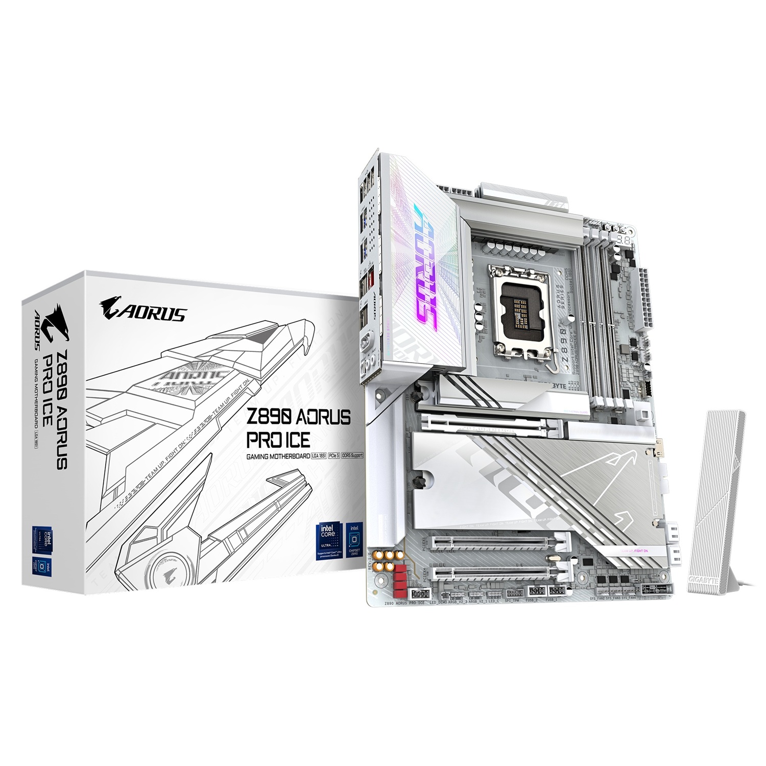 Pllakë amë Gigabyte Z890 AORUS PRO ICE, ATX, LGA 1851, DDR5 9500MHz, Wi-Fi 7, e bardhë