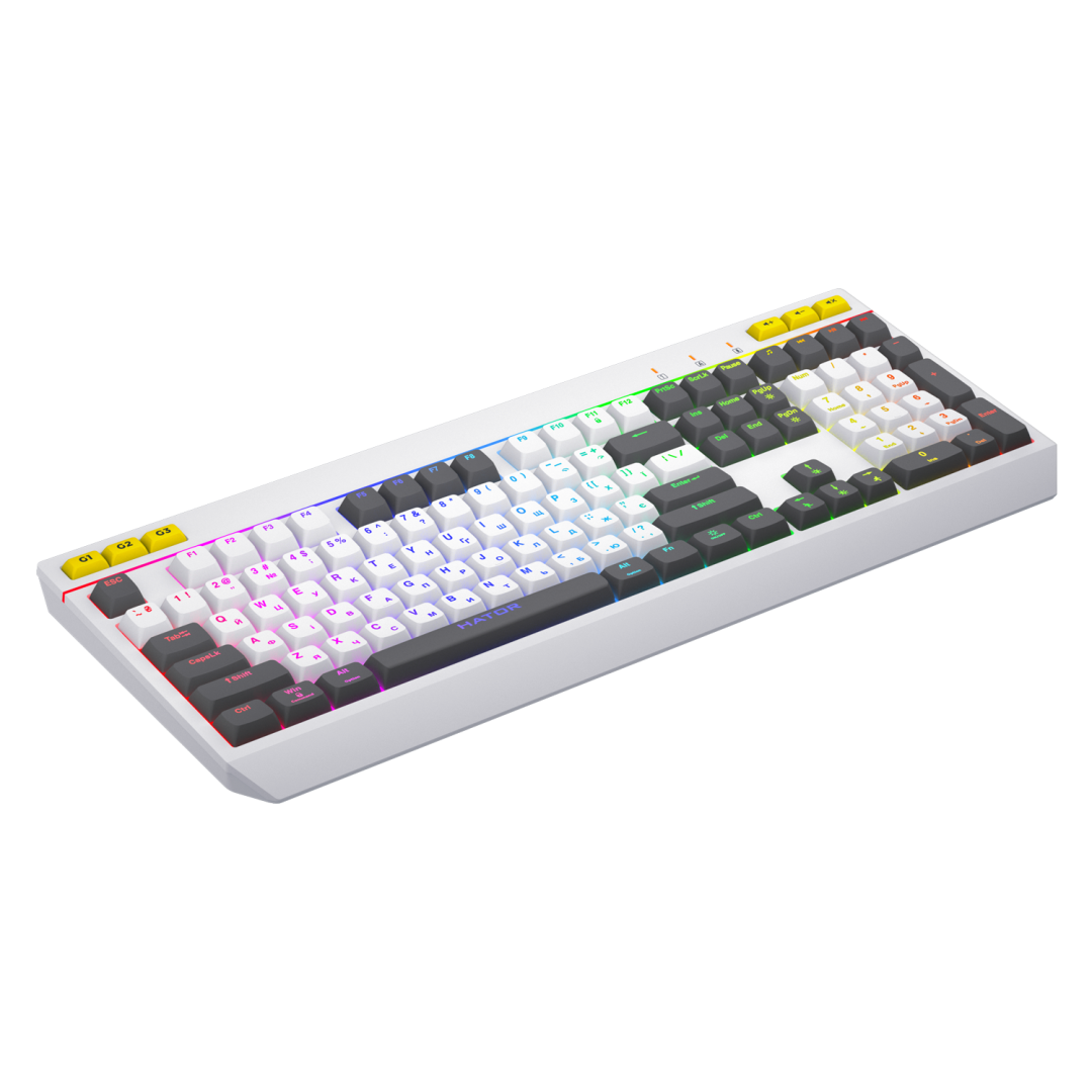 Tastierë gaming Hator Icefall, me kabllo, RGB, e bardhë