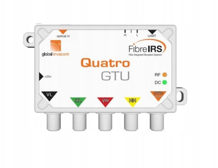 Marrës optik satelitor GI Fibre IRS GTU MKIII Quattro, për sisteme multisat, i bardhë