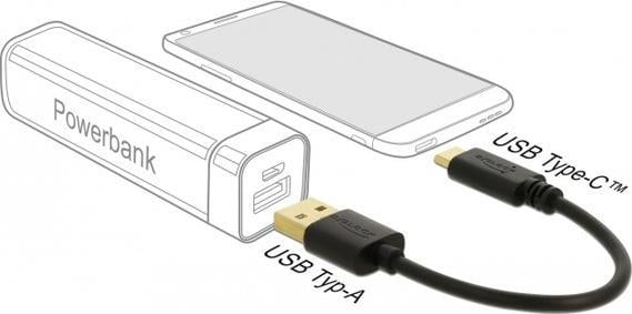 Adapter USB Delock 85354, USB A në USB C, 15 cm, i zi