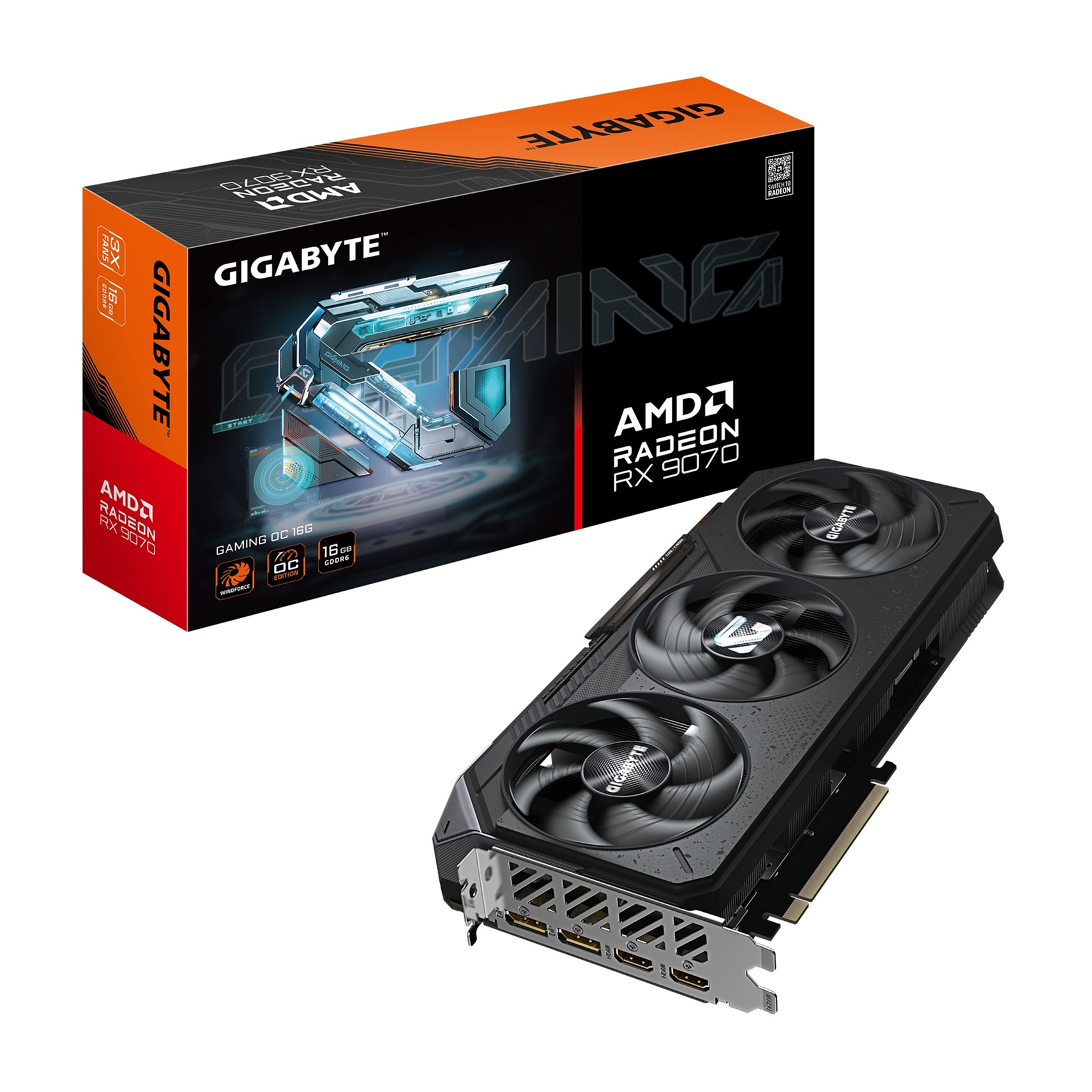 Kartë grafike Gigabyte Radeon RX 9070 Gaming OC, 16GB GDDR6, 256bit, e zezë
