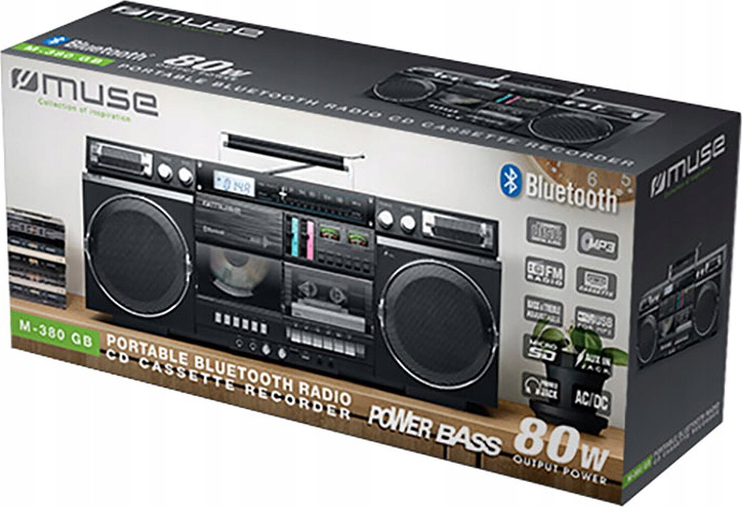 Radio kasetofon Muse M380GB, CD USB MP3, Bluetooth, i zi