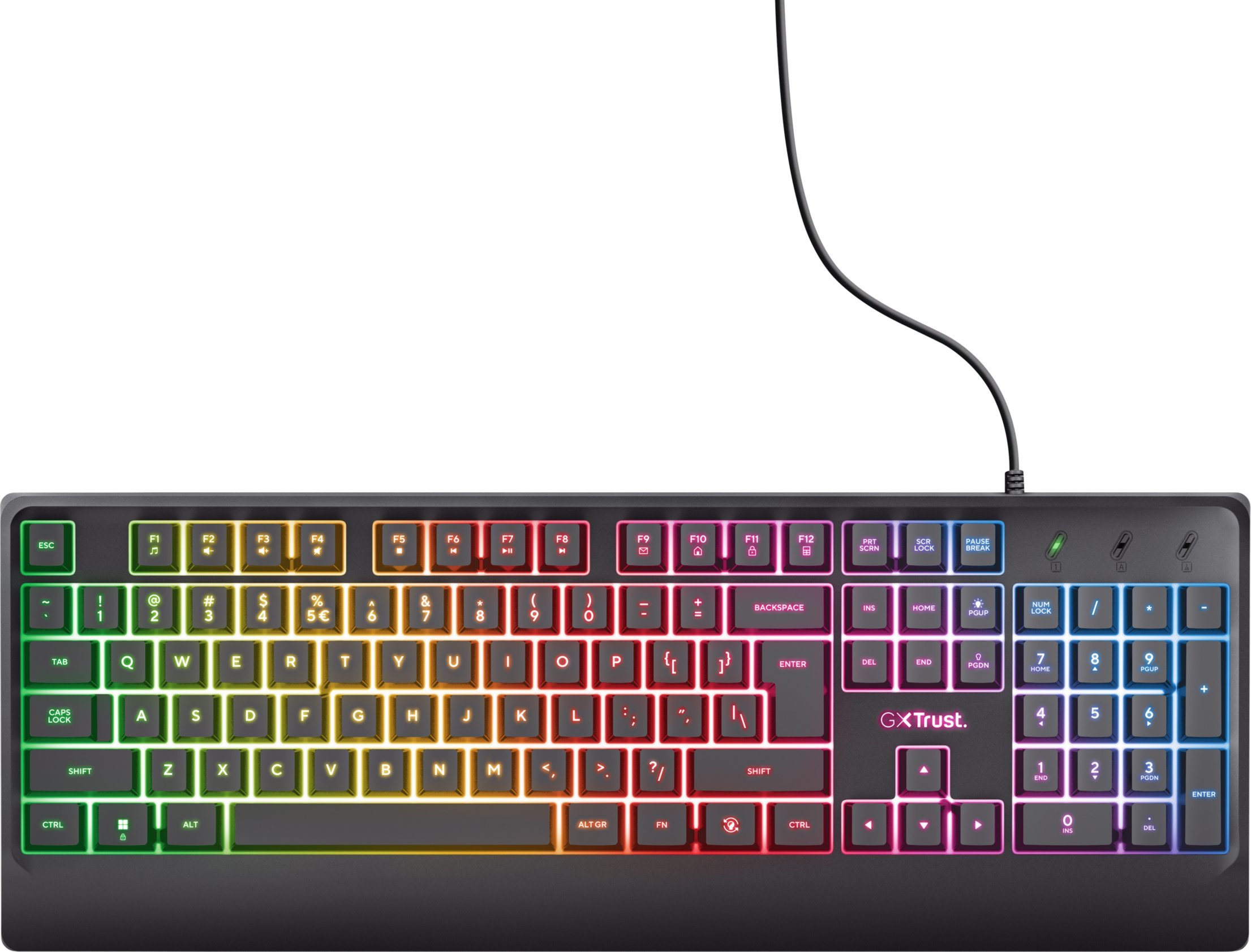 Set gaming Trust GXT 792 Quadrox, maus optik USB, tastierë RGB, kufje USB, i zi