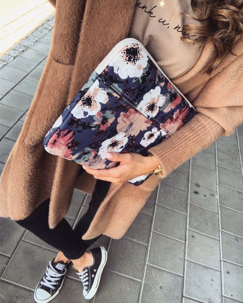 Çantë laptopi CANVASLIFE13-14, e kaltër me lule