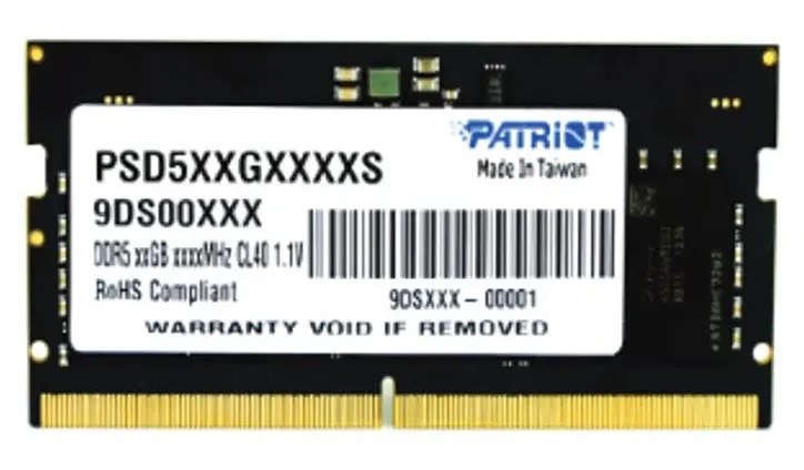 RAM laptop Patriot SO-DIMM DDR5, 32GB, 4800MHz, e zezë