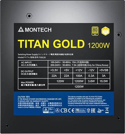 Напојување Montech Titan Gold TIS0126 ATX 3.0, 1200W