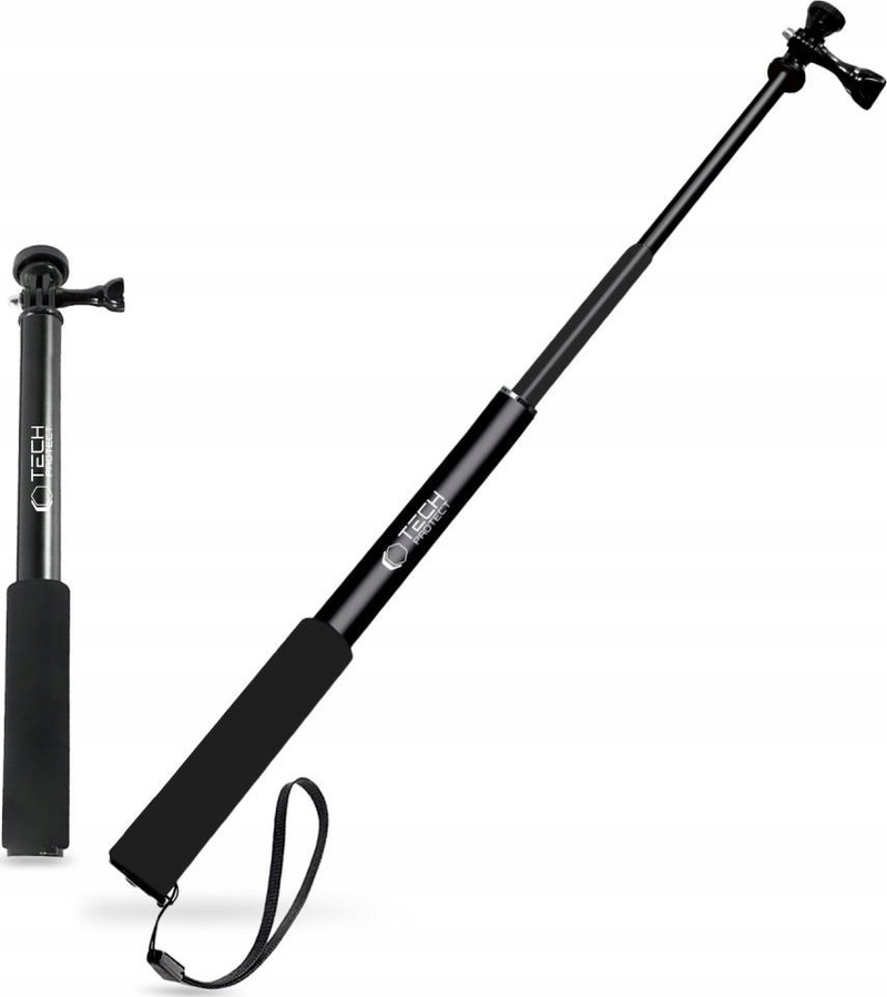 Monopod dhe selfie stick Tech-Protect GA100, për GoPro dhe DJI, alumini, i zi
