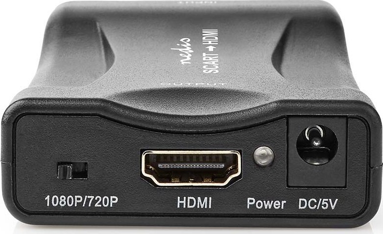 Adapter konvertues AV SCART në HDMI, Full HD 1080p, zgjedhje 720p 1080p, i zi