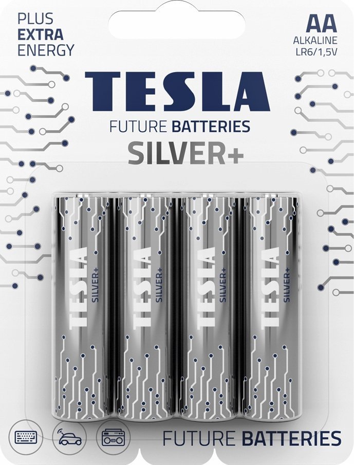 Bateri alkalike TESLA Silver+, AA LR6, 1.5V, set 4 copë