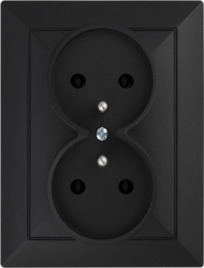 Prizë dyshe e brendshme Abex PT-6P, 16A 250V, me tokëzim, e zezë pearl