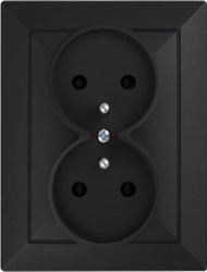 Prizë dyshe e brendshme Abex PT-6P, 16A 250V, me tokëzim, e zezë pearl