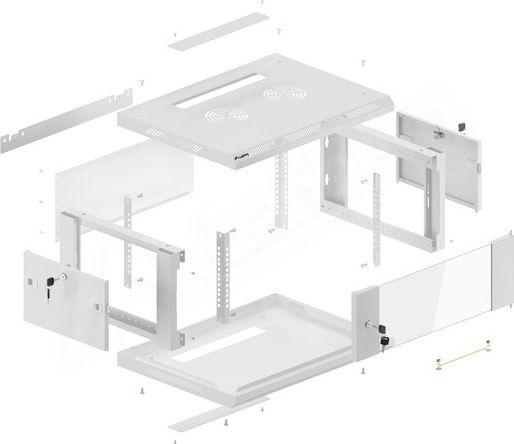 Kabinet për server Lanberg WF01-6404-10S, 19", i bardhë
