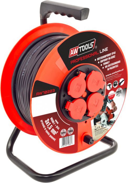 Kabllo zgjatëse AWTools, 50m 3x2.5mm 16A / 3680W / IP44