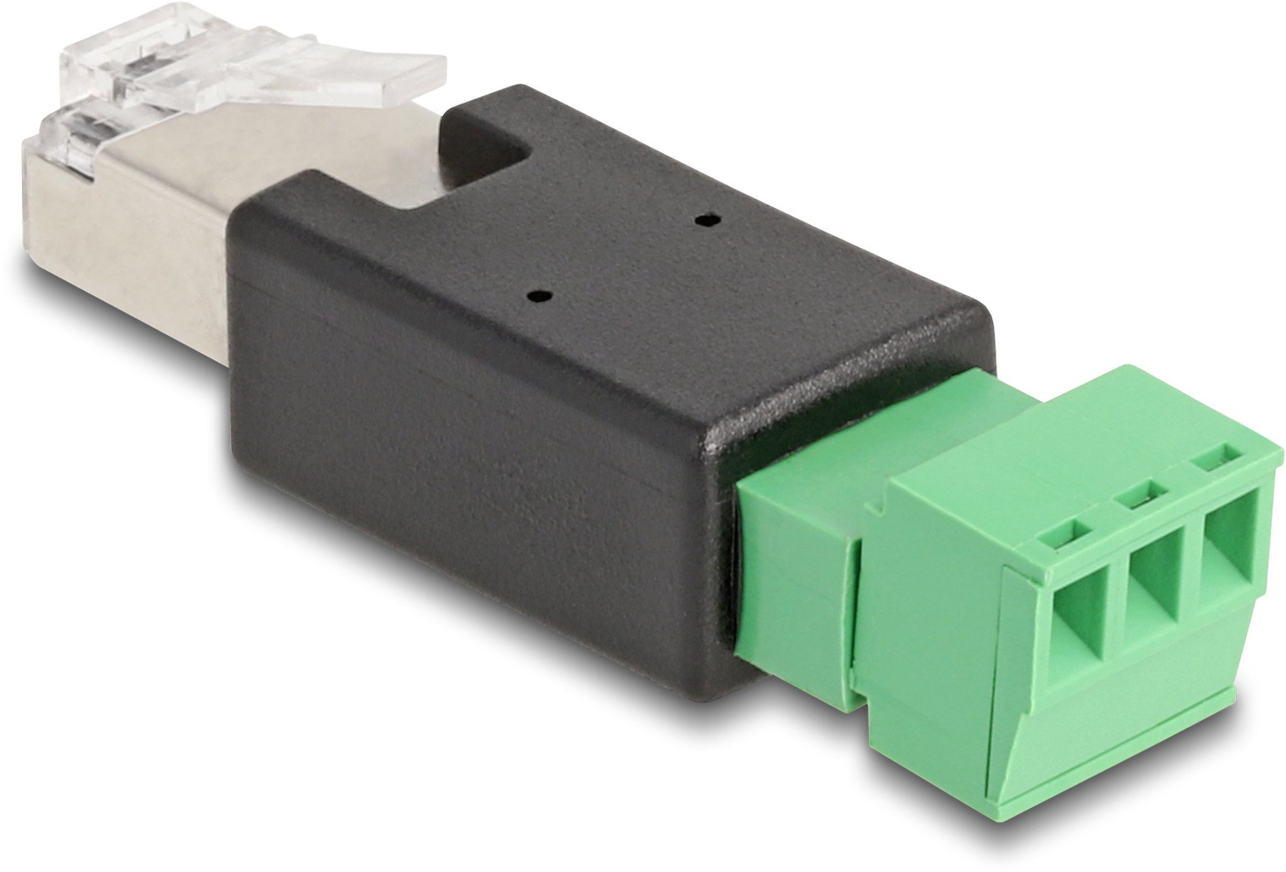 Adapter rrjeti Delock RJ45 në bllok terminal 3 pin, set 2 copë, i zi e gjelbër