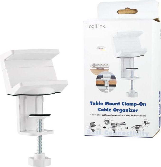 Organizues kabllosh LogiLink White Holder KAB0067, me kapëse tavoline, i bardhë