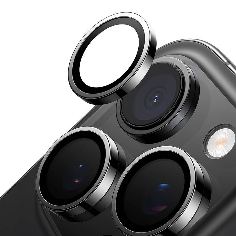 Mbrojtës kamere Torras Lensguard për iPhone 16 Pro, xham 0.25mm, shumërezistent, i zi