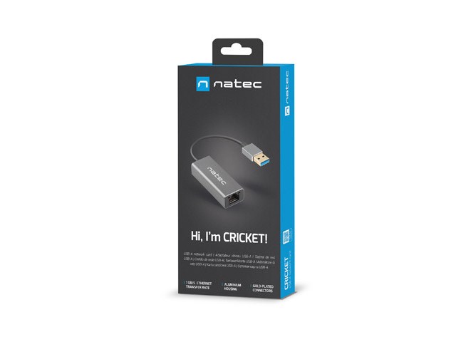 [OUTLET] Kartë rrjeti Natec Cricket, USB-A, 1GB/s, e hirtë