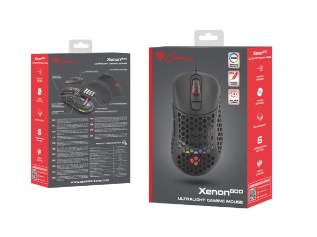 Mouse gaming Genesis XENON 800, 16000 DPI, RGB, i zi