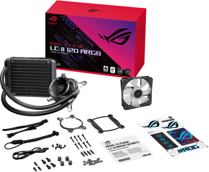 Ftohës me ujë ASUS ROG STRIX LC II 120 ARGB, i zi / bardhë
