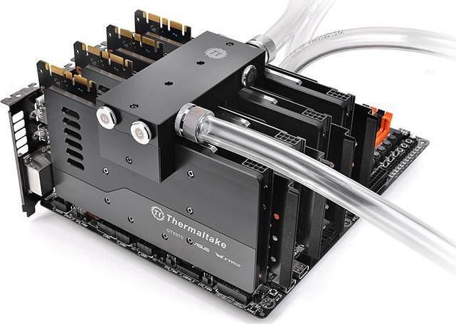 Lidhës ftohës për GPU Thermaltake Pacific VGA Bridge Quad G1/4, për 4 karta grafike, i zi