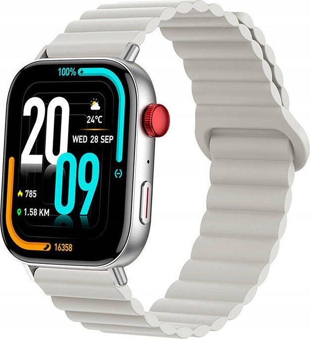 Orë smartwatch Colmi C8 Max, ekran 1.83", rrip magnetik, argjendtë