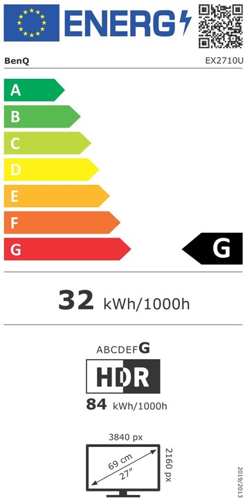Monitor BenQ EX2710U - LED, 27", UHD, i bardhë