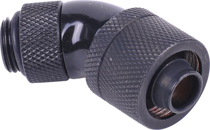 Lidhës 45° për ftohje uji Alphacool, G1/4 mashkull, për tuba 16/10 mm, i zi