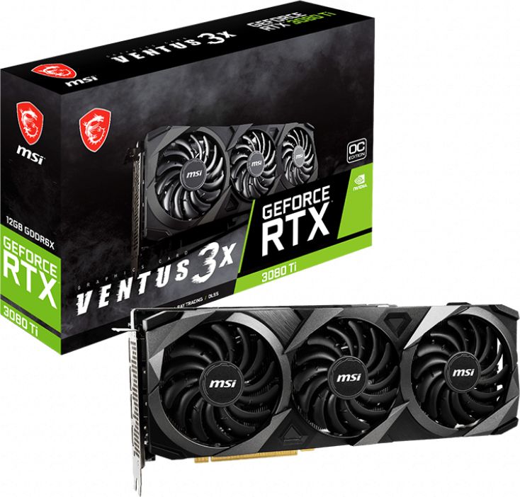 Kartë grafike MSI GeForce RTX 3080 Ti Ventus 3X OC, 12 GB RAM, GDDR6X, e zezë