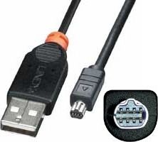 Kabllo USB Lindy USB A në USB mini 4 pin, 2 m, e zezë