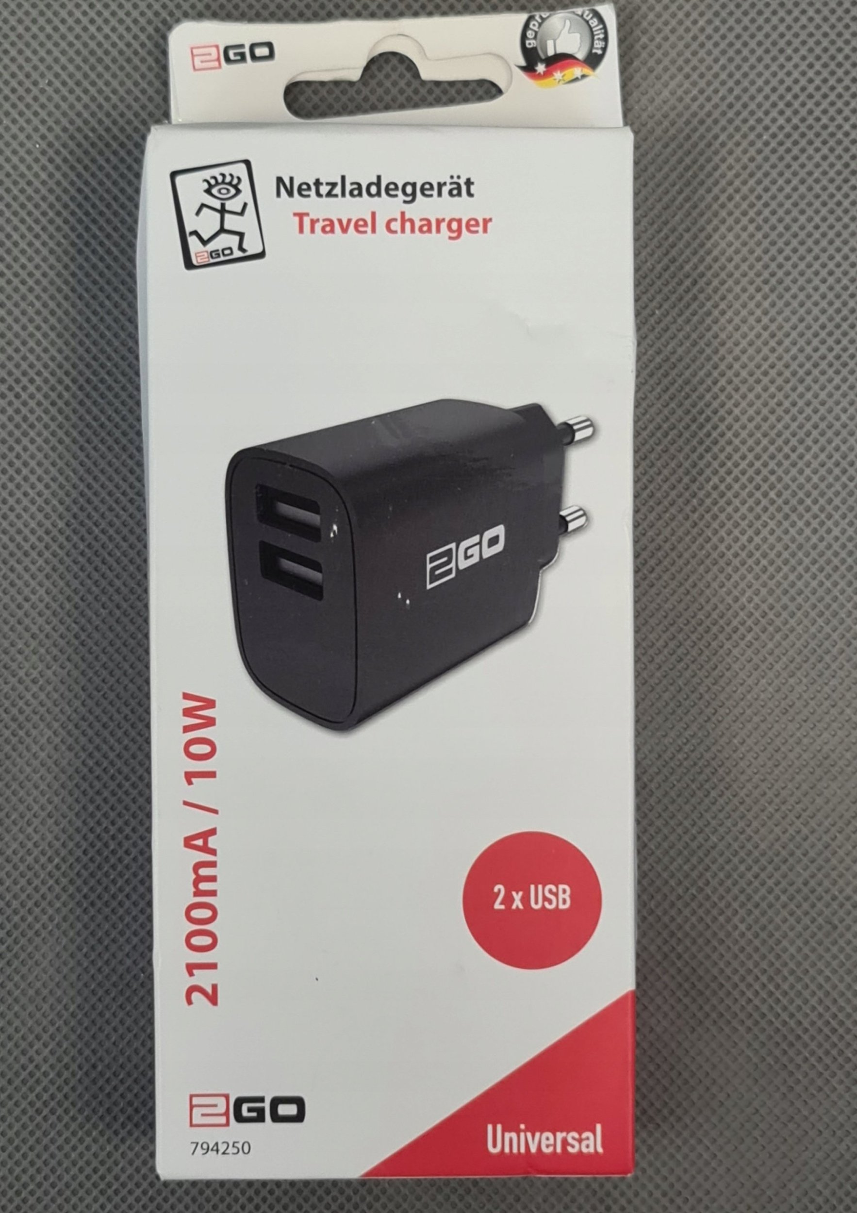 Karikues për pajisje mobile 2GO 794250, për ambiente të brendshme, i zi