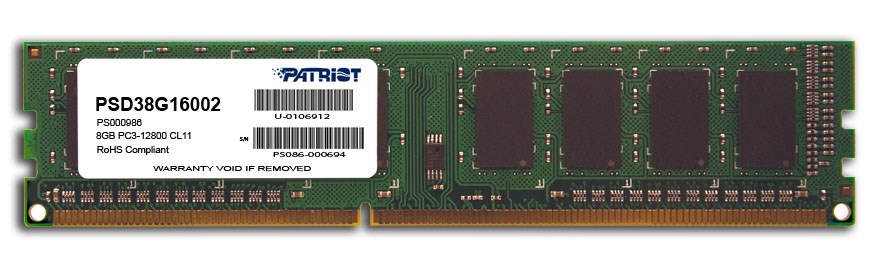 Memorie RAM Patriot Signature DDR3, 8GB, 1600MHz, e zezë