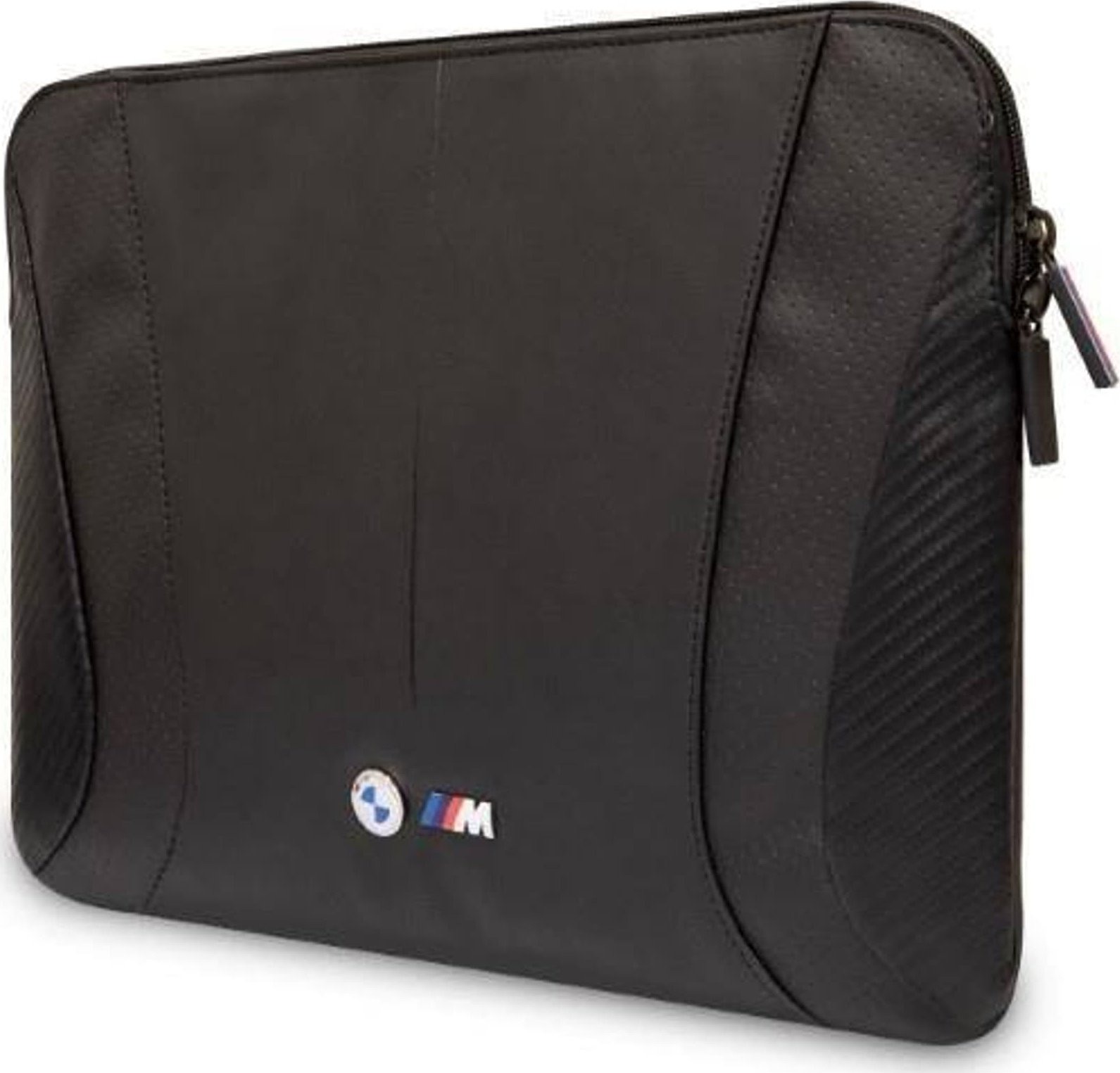 Çantë sleeve për laptop BMW Carbon Perforated, 14", najlon dhe lëkurë eko, e zezë