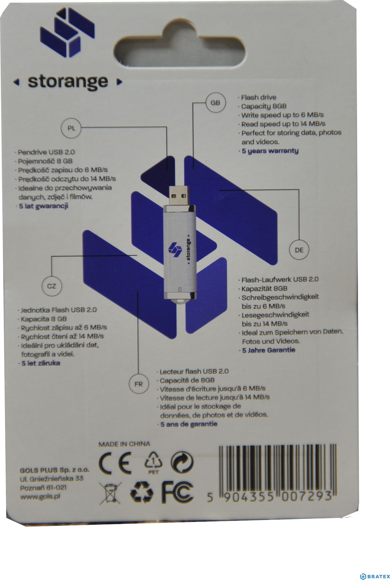 USB Storange STO35, 8GB, USB 2.0, e zezë