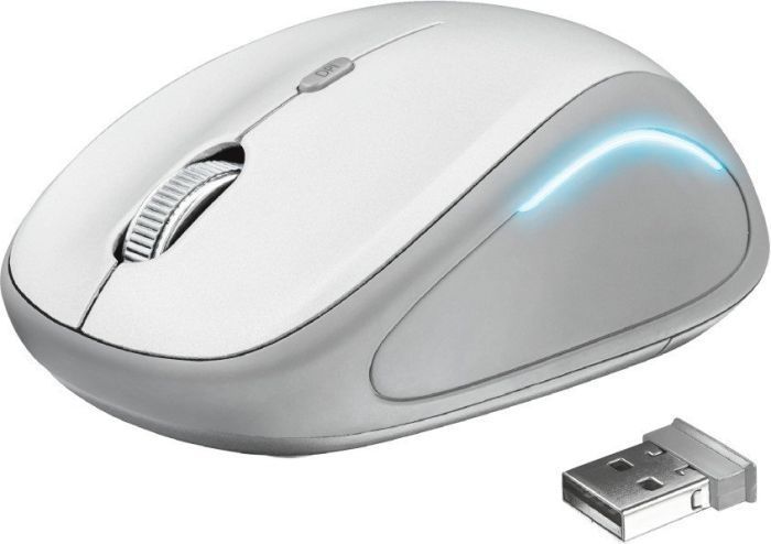 Maus Trust YVI, wireless, USB, i bardhë